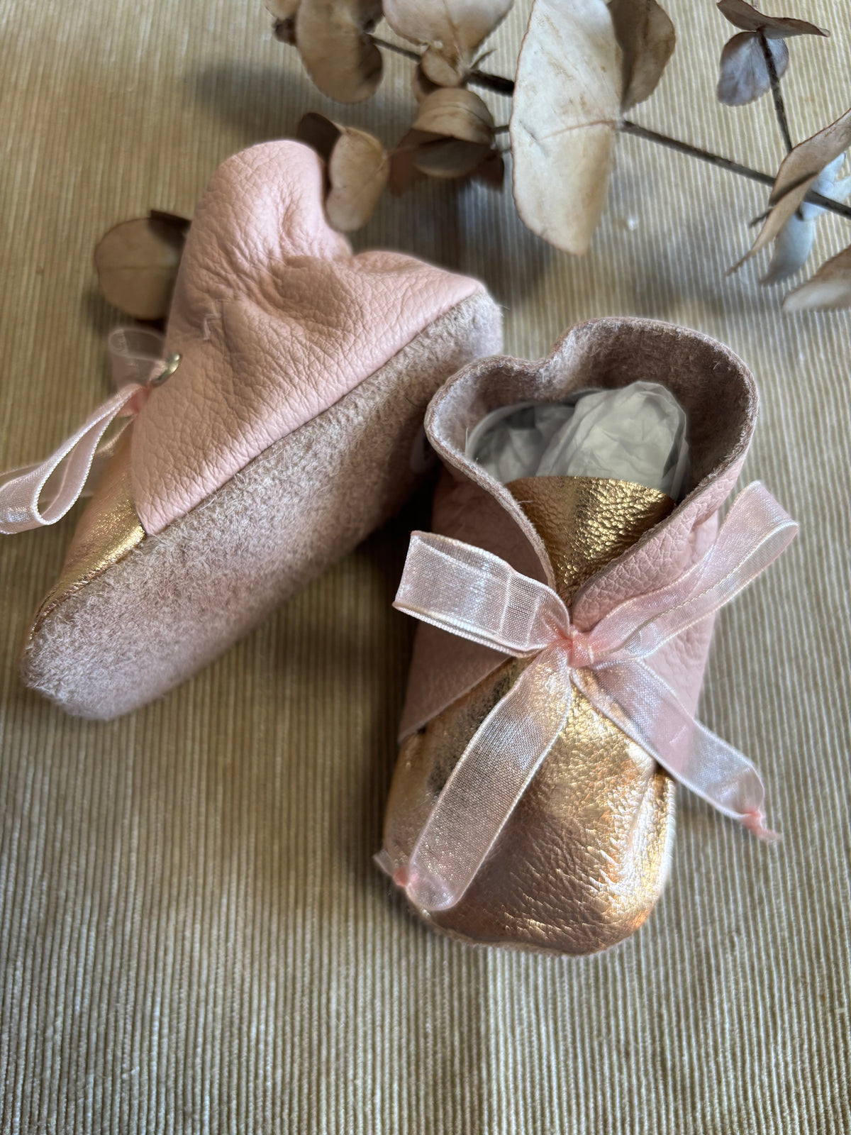 11cm Lace Bootie - Pink & Rose Gold Leather