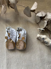 Load image into Gallery viewer, 11cm Button Bootie - White & Gold Leather
