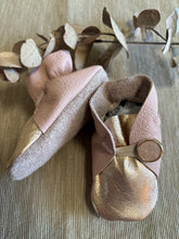 Load image into Gallery viewer, 11cm Button Bootie - Pink & Rose Gold Leather