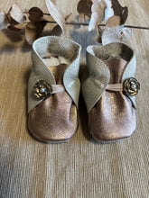 Load image into Gallery viewer, 10cm Button Bootie - Grey & Rose Gold Leather