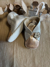 Load image into Gallery viewer, 10cm Button Bootie - Silver & Rose Gold Leather