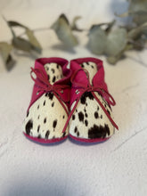 Load image into Gallery viewer, Button Bootie - Hot Pink Leather and Cowhide