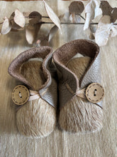Load image into Gallery viewer, 10cm Button Bootie - Mink Leather & Cowhide