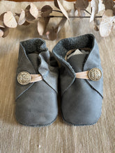 Load image into Gallery viewer, 10cm Button Bootie - Blue Denim Leather