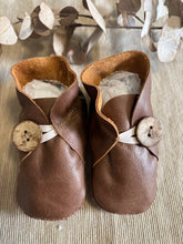 Load image into Gallery viewer, 11cm Button Bootie - Dark Tan Leather