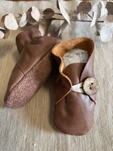 Load image into Gallery viewer, 11cm Button Bootie - Dark Tan Leather