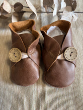 Load image into Gallery viewer, 10cm Button Bootie - Dark Tan Leather