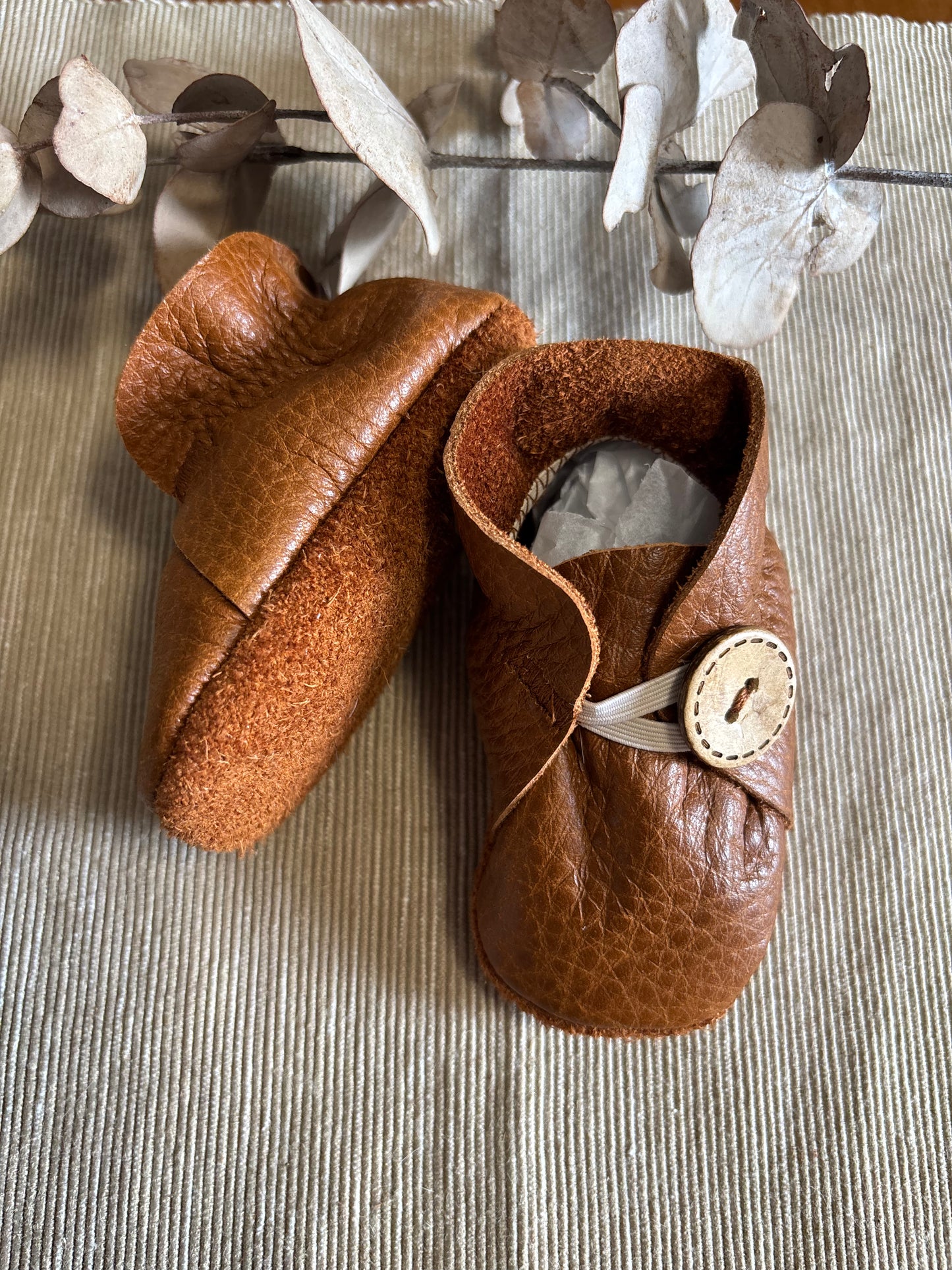 10cm Button Bootie - Tan Leather