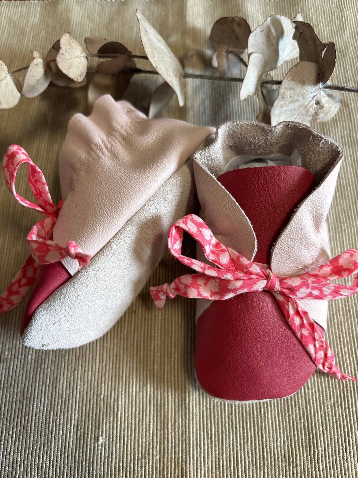12cm Lace Bootie - Raspberry & Dusty Pink Leather