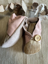 Load image into Gallery viewer, 12cm Button Bootie - Dusty Pink Leather & Cowhide