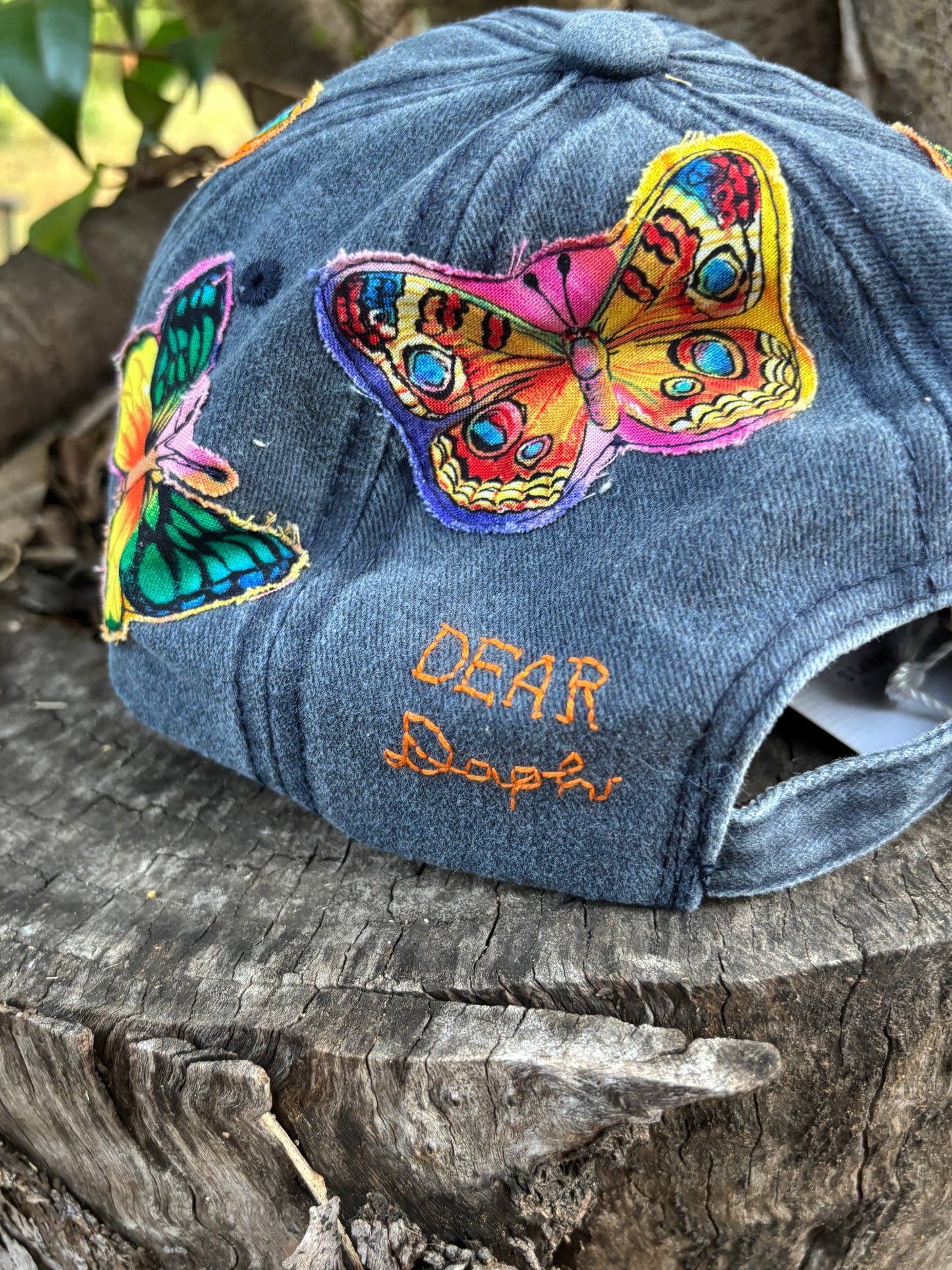 “Butterfly Appliqué” Children’s Caps - Hand Embroidered
