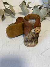 Load image into Gallery viewer, Button Bootie - Tan Leather and Cowhide