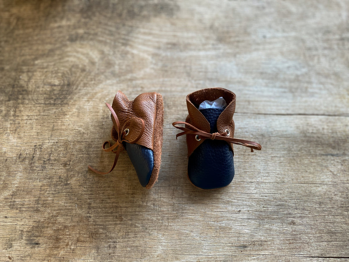 Laced Bootie - Navy & Tan