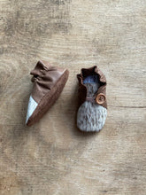 Load image into Gallery viewer, Button Bootie - Brown & Cowhide
