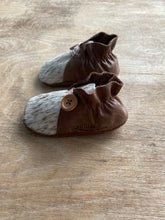Load image into Gallery viewer, Button Bootie - Brown & Cowhide