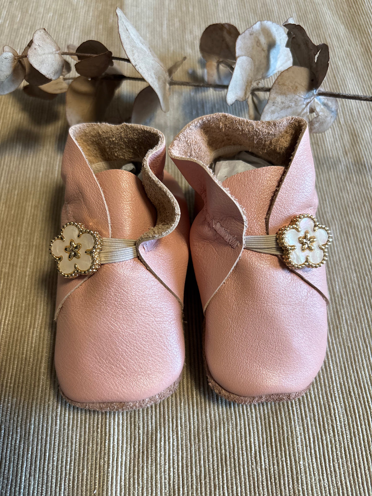 11cm Button Bootie - Pink Pearl Leather