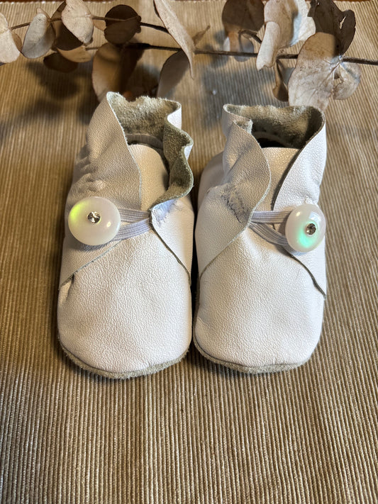 11cm Button Bootie - White Leather