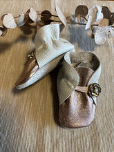 Load image into Gallery viewer, 10cm Button Bootie - Grey &amp; Rose Gold Leather
