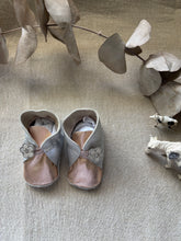 Load image into Gallery viewer, 10cm Button Bootie - Silver &amp; Rose Gold Leather
