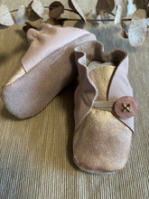 Load image into Gallery viewer, 11cm Button Bootie - Pink &amp; Rose Gold Leather
