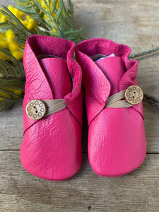 Button Bootie - Hot Pink Leather