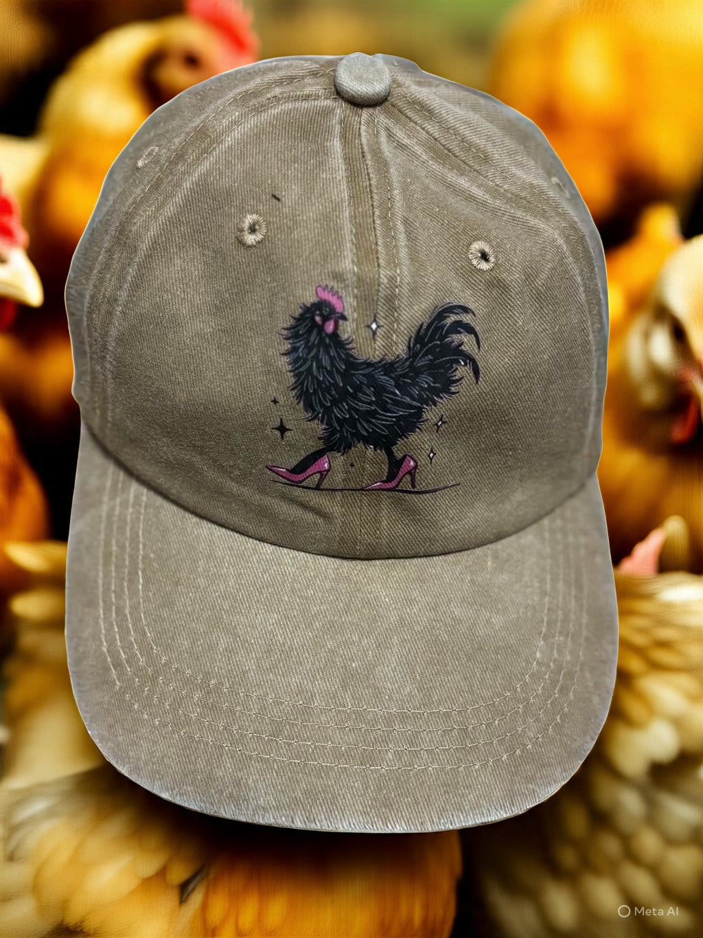 Black Chicken Adjustable Cap