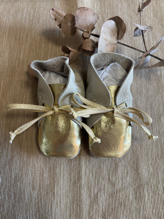 11cm Lace Bootie - Grey & Gold Leather
