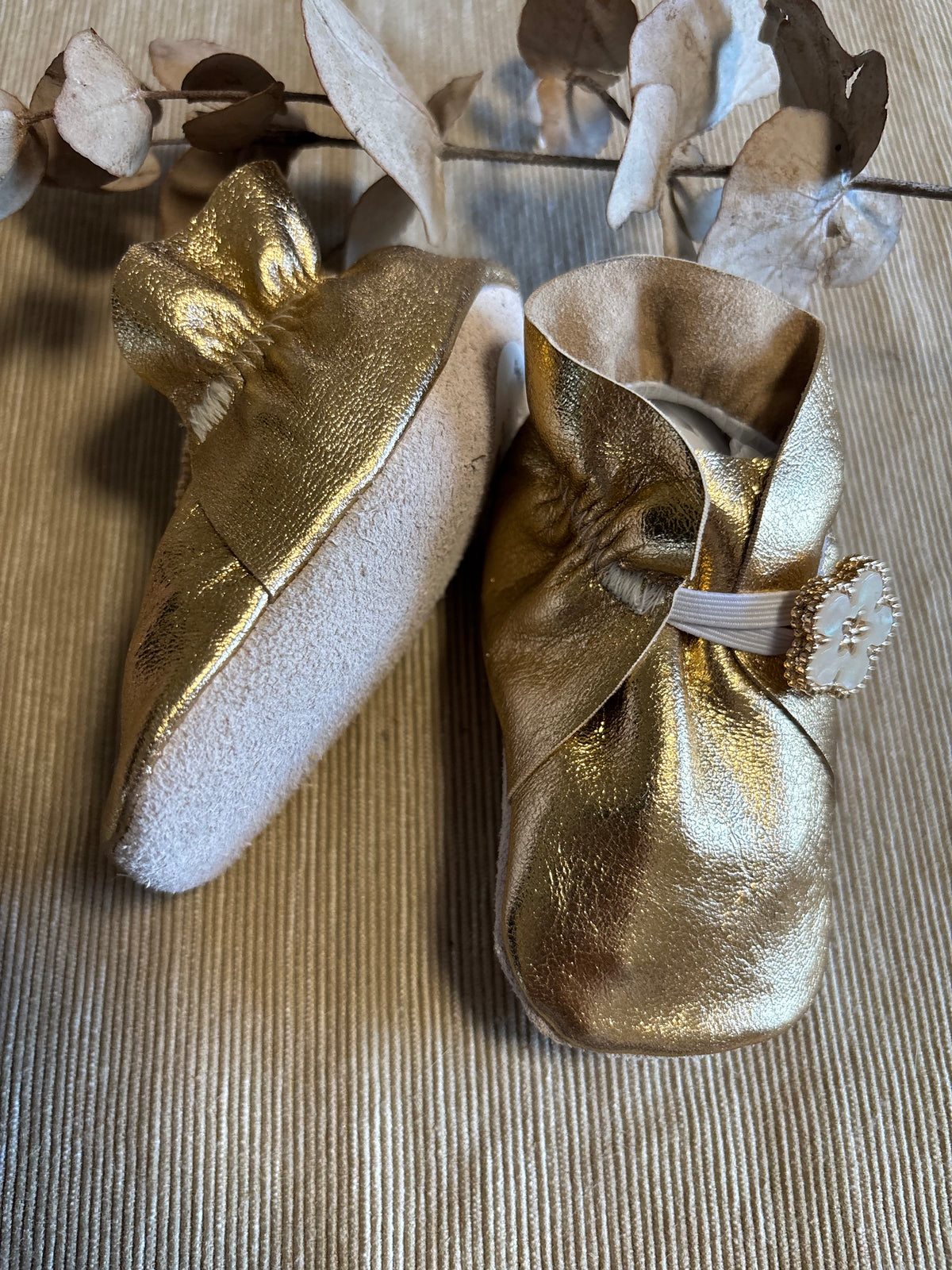 11cm Button Bootie - Gold Leather