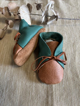 Load image into Gallery viewer, 10cm Lace Bootie - Tan &amp; Jade Leather
