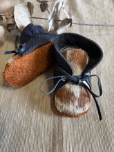 Load image into Gallery viewer, 11cm Lace Bootie - Navy Leather &amp; Cowhide
