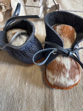 Load image into Gallery viewer, 11cm Lace Bootie - Navy Leather &amp; Cowhide
