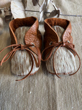 Load image into Gallery viewer, 10cm Lace Bootie - Tan Leather &amp; Cowhide
