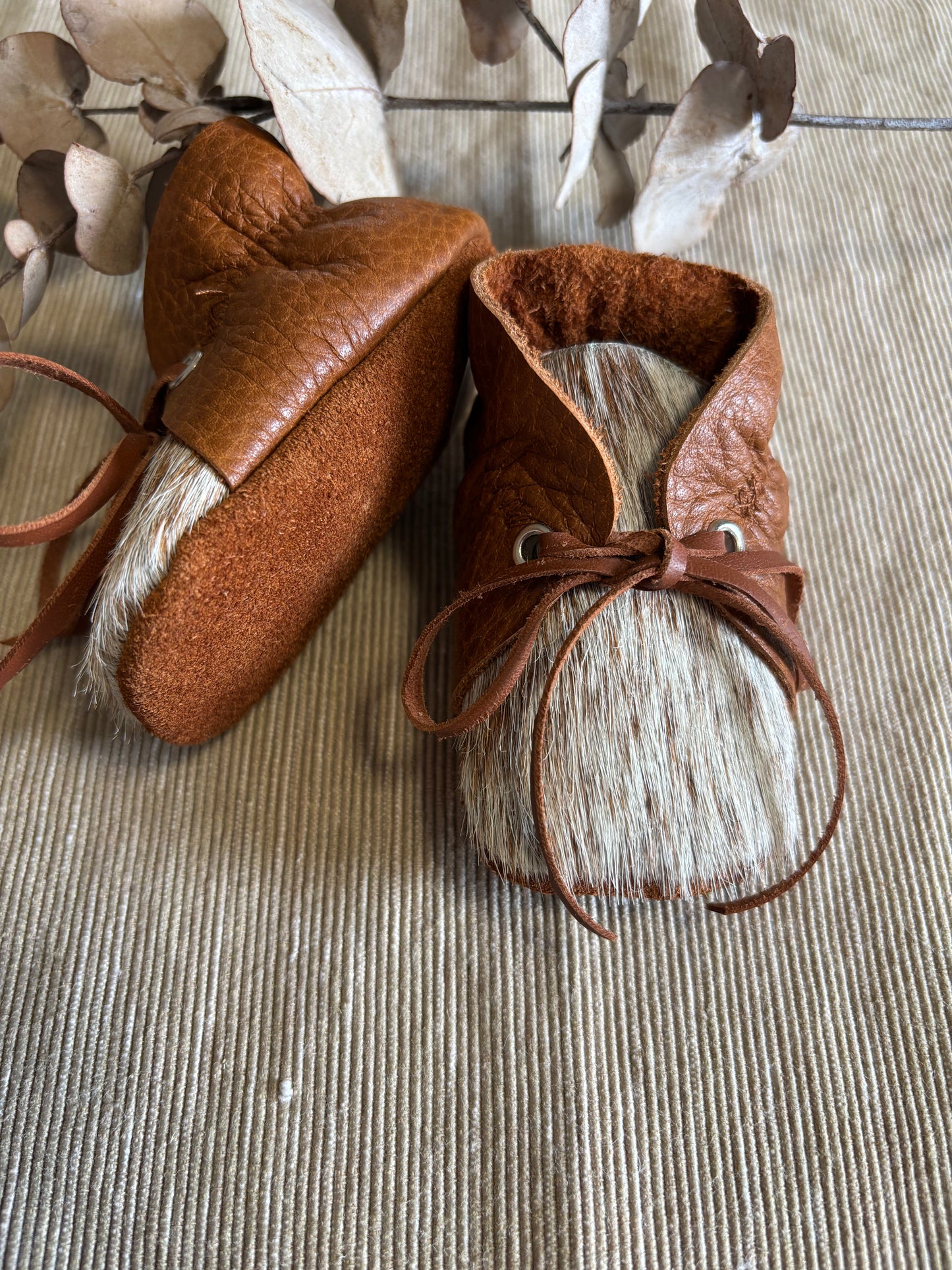 10cm Lace Bootie - Tan Leather & Cowhide