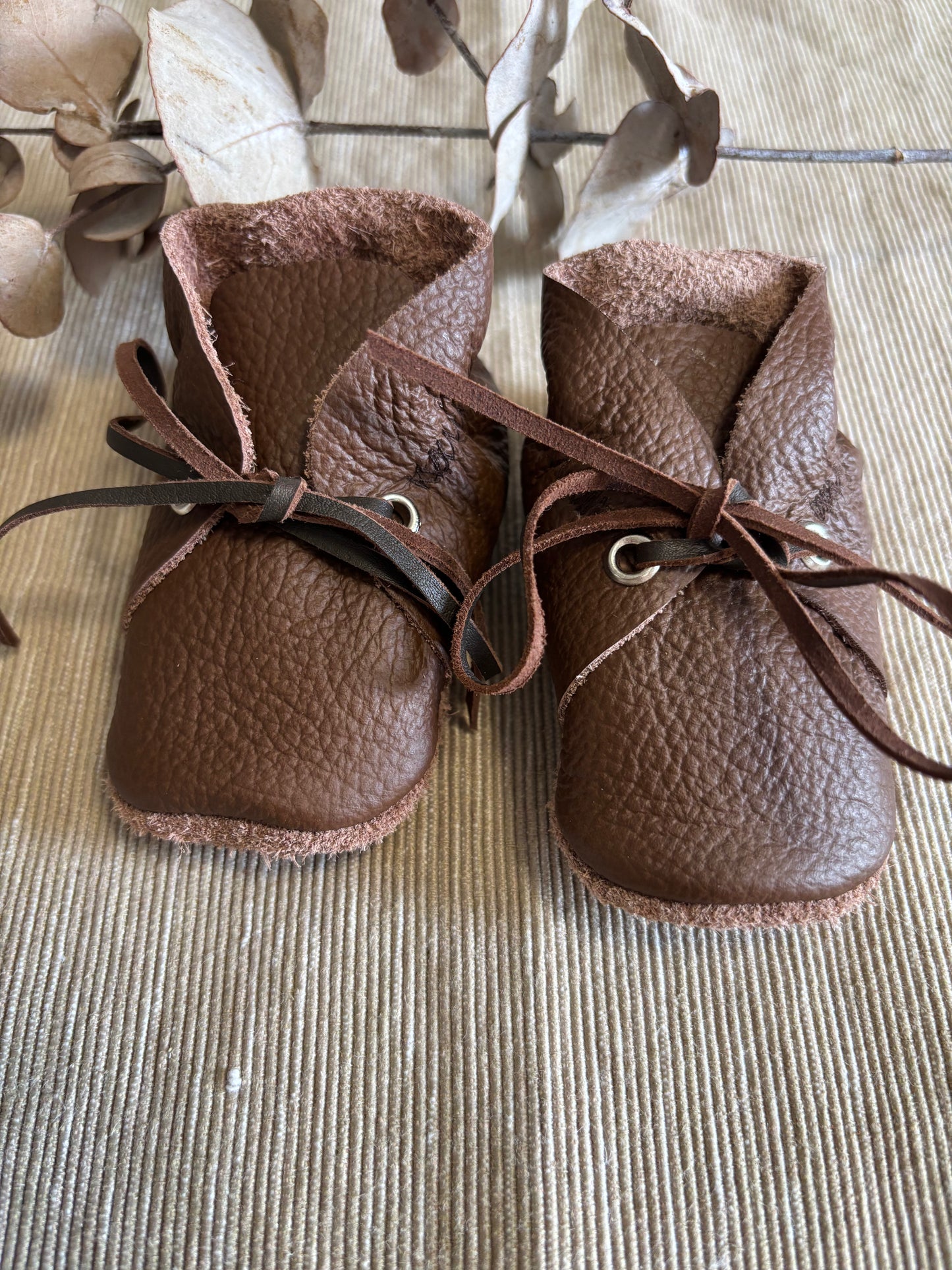 10cm Lace Bootie - Brown Leather