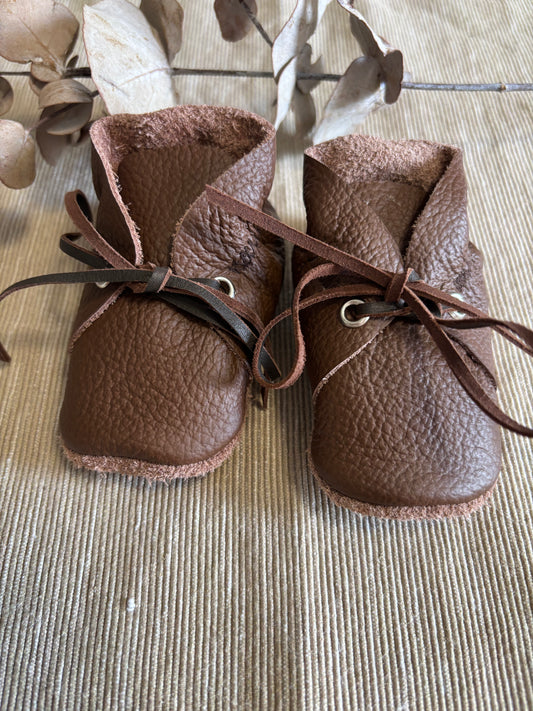 10cm Lace Bootie - Brown Leather