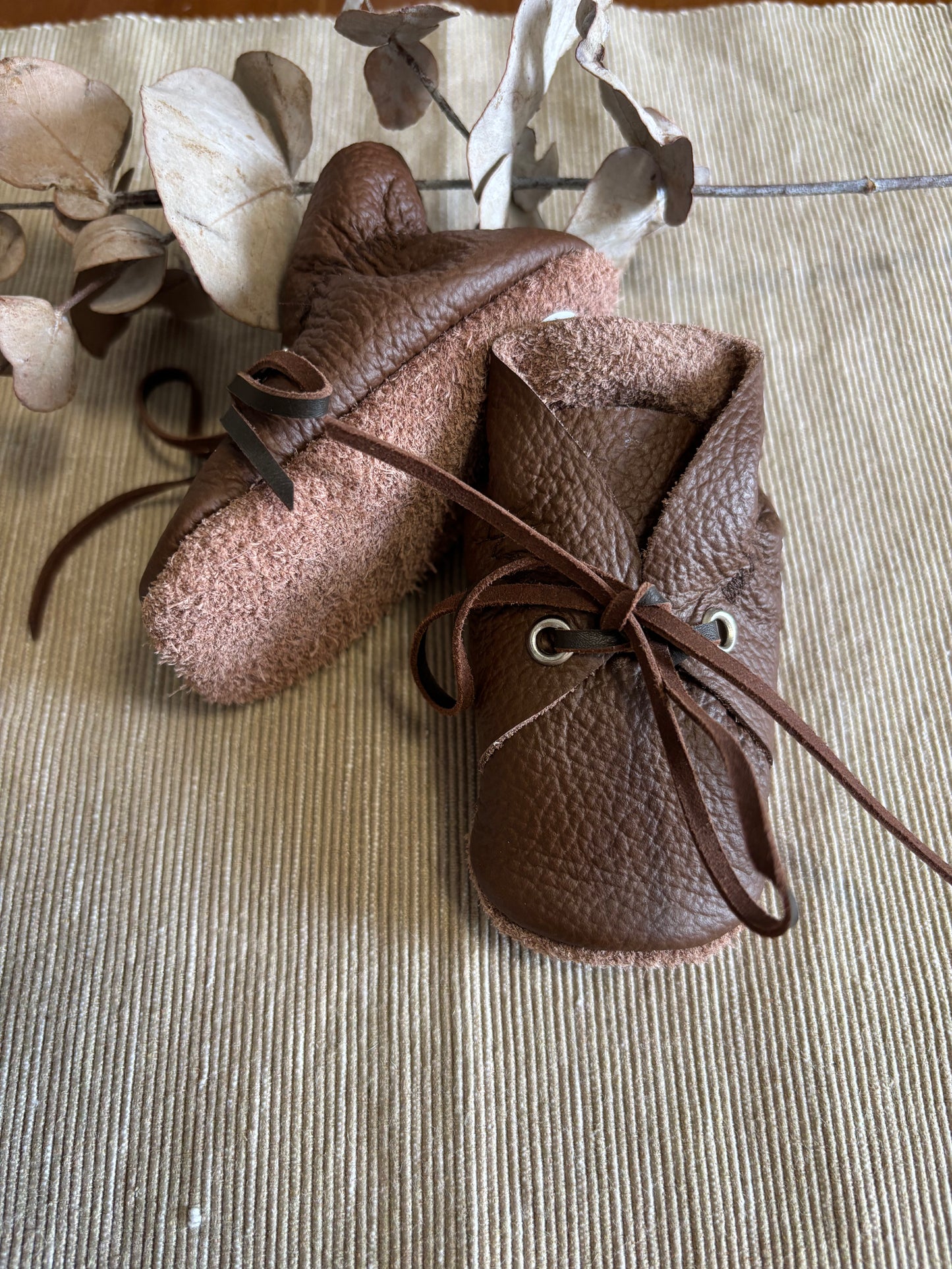 10cm Lace Bootie - Brown Leather