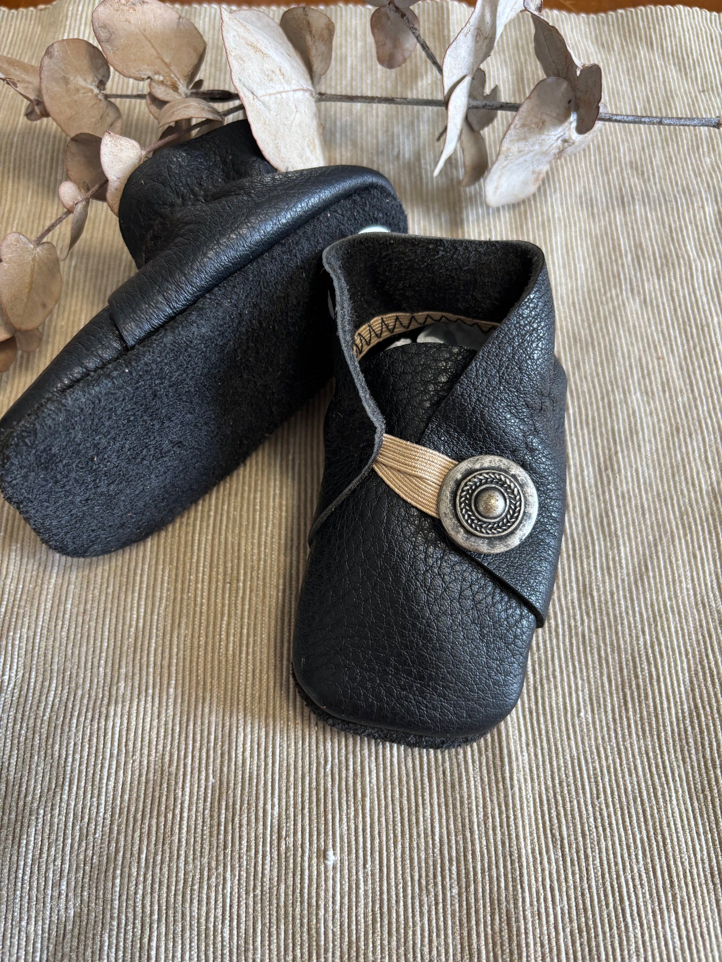 11cm Button Bootie - Black Leather