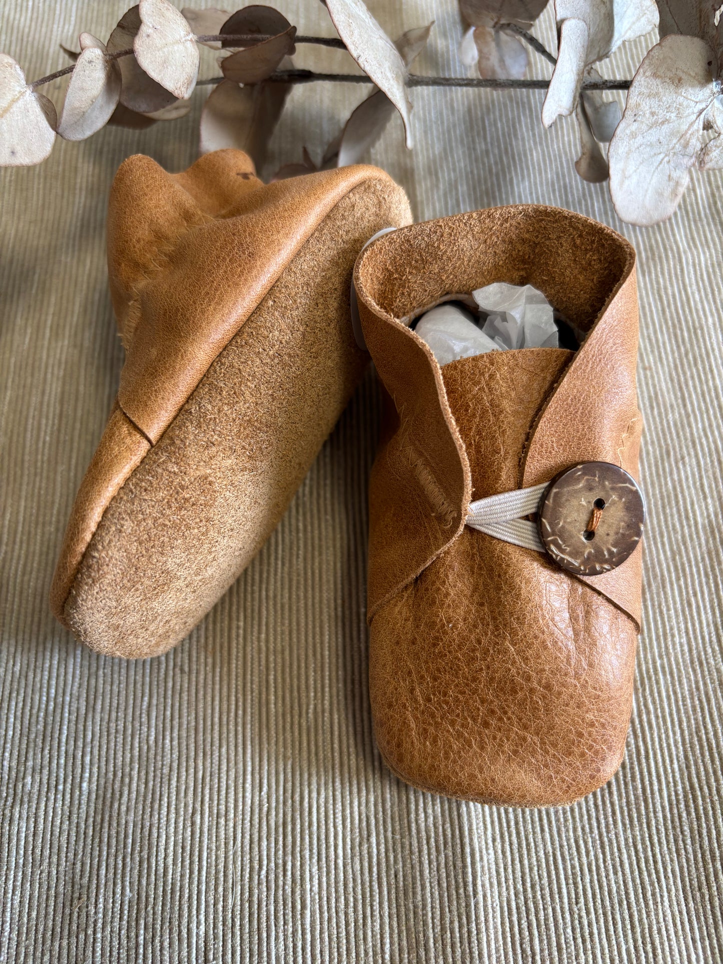 11cm Button Bootie - Light Tan Leather