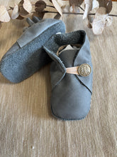 Load image into Gallery viewer, 10cm Button Bootie - Blue Denim Leather
