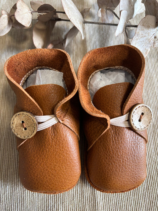 11cm Button Bootie - Tan Leather