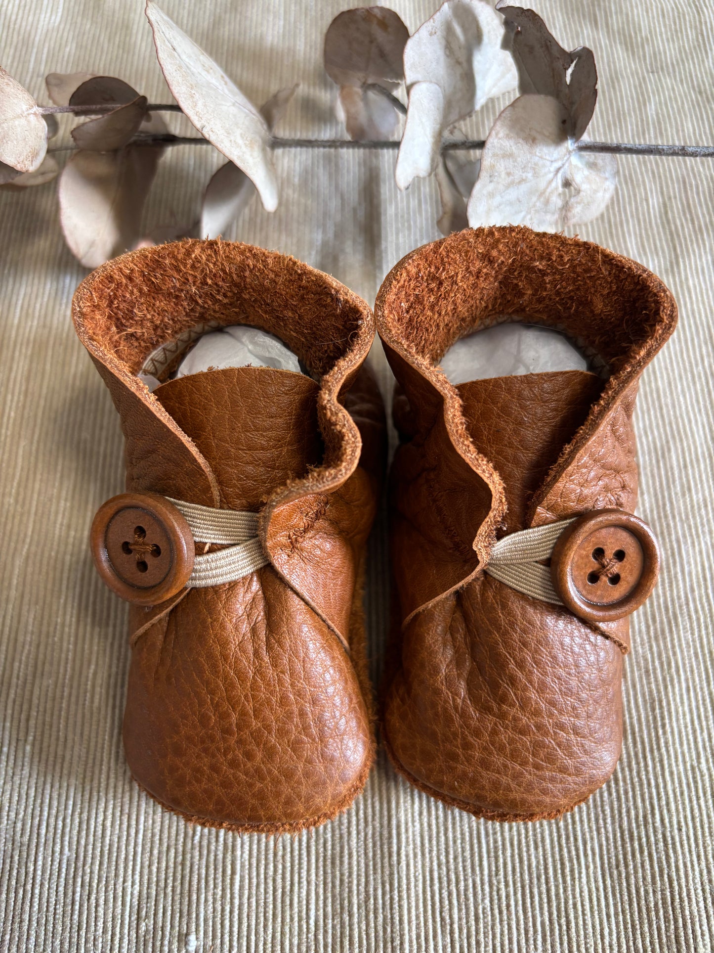 10cm Button Bootie - Tan Leather