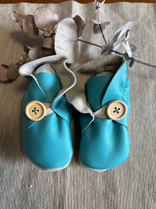 12cm Button Bootie - Aqua Leather