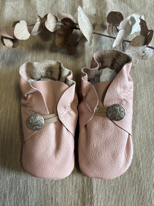 13cm Button Bootie - Dusty Pink Leather