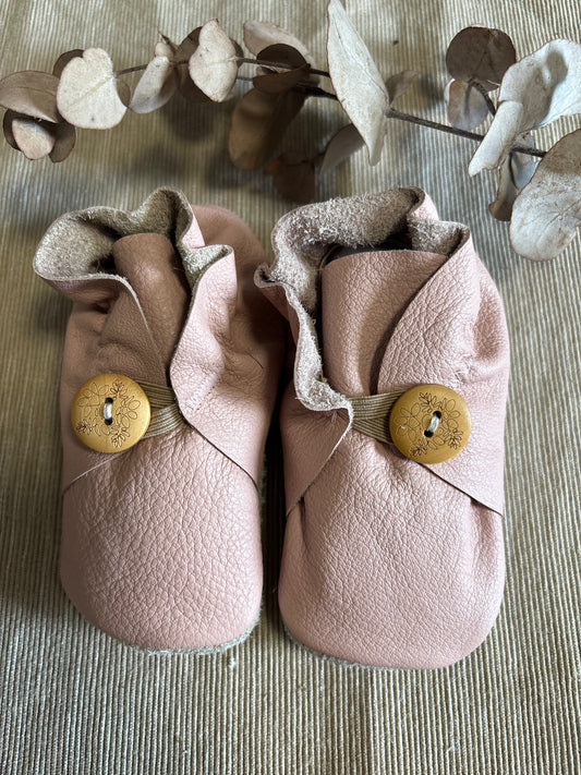 13cm Button Bootie - Dusty Pink Leather