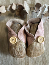 Load image into Gallery viewer, 12cm Button Bootie - Dusty Pink Leather &amp; Cowhide
