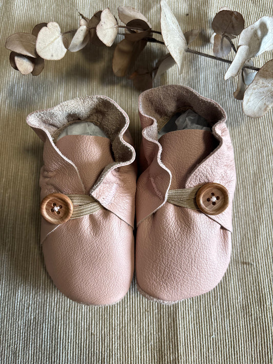 12cm Button Bootie - Dusty Pink Leather