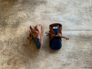 Laced Bootie - Navy & Tan