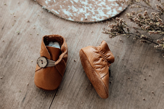 Button Bootie - Light Tan / Mustard