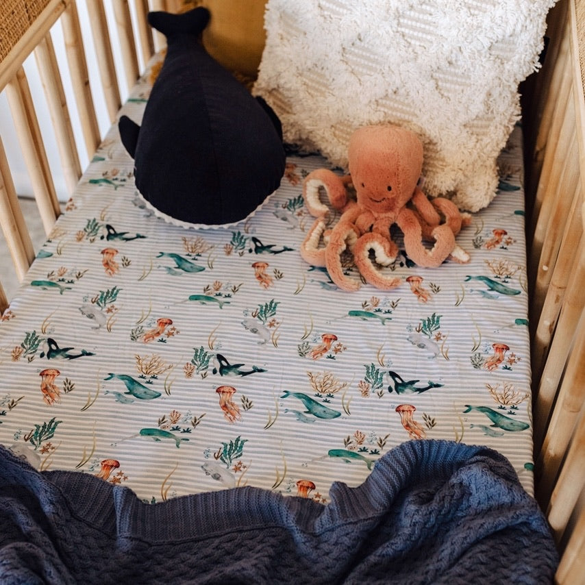 Whale - Fitted Cot Sheet