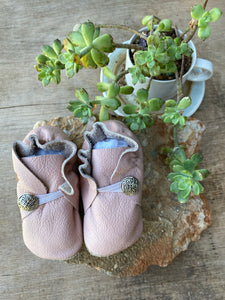 Button Bootie - Dusty Pink Leather